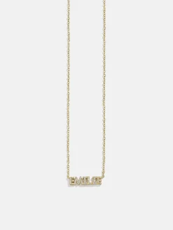18K Gold Vermeil Custom Nameplate Necklace - Mini Block