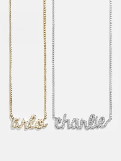 18K Gold Vermeil Custom Nameplate Necklace - Script