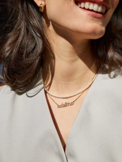 18K Gold Vermeil Custom Nameplate Necklace - Script