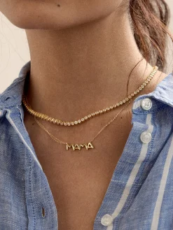 18K Gold Vermeil Custom Nameplate Necklace - Organic