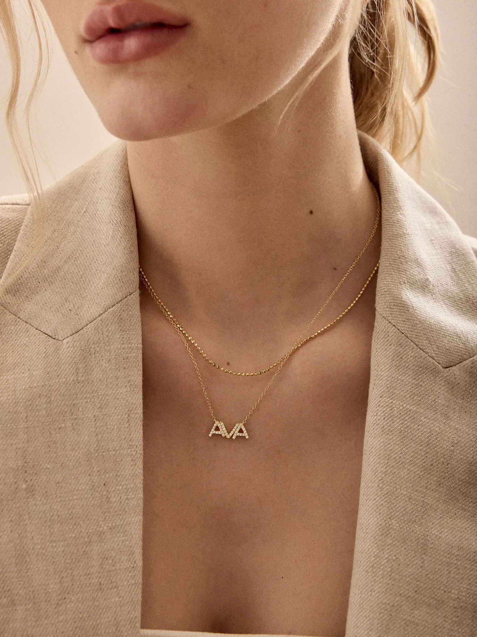 18K Gold Vermeil Custom Nameplate Necklace - Organic