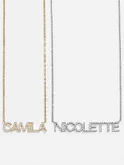 18K Gold Vermeil Custom Nameplate Necklace - Block