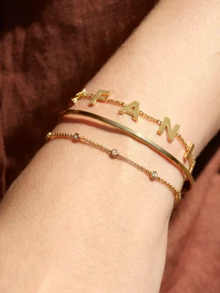 18K Gold Vermeil Custom Spaced Letter Name Bracelet - 18K Gold Vermeil