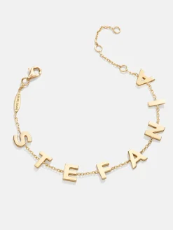 18K Gold Vermeil Custom Spaced Letter Name Bracelet - 18K Gold Vermeil