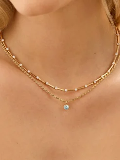 18K Gold Vermeil Eve Necklace - Gold/Pavé