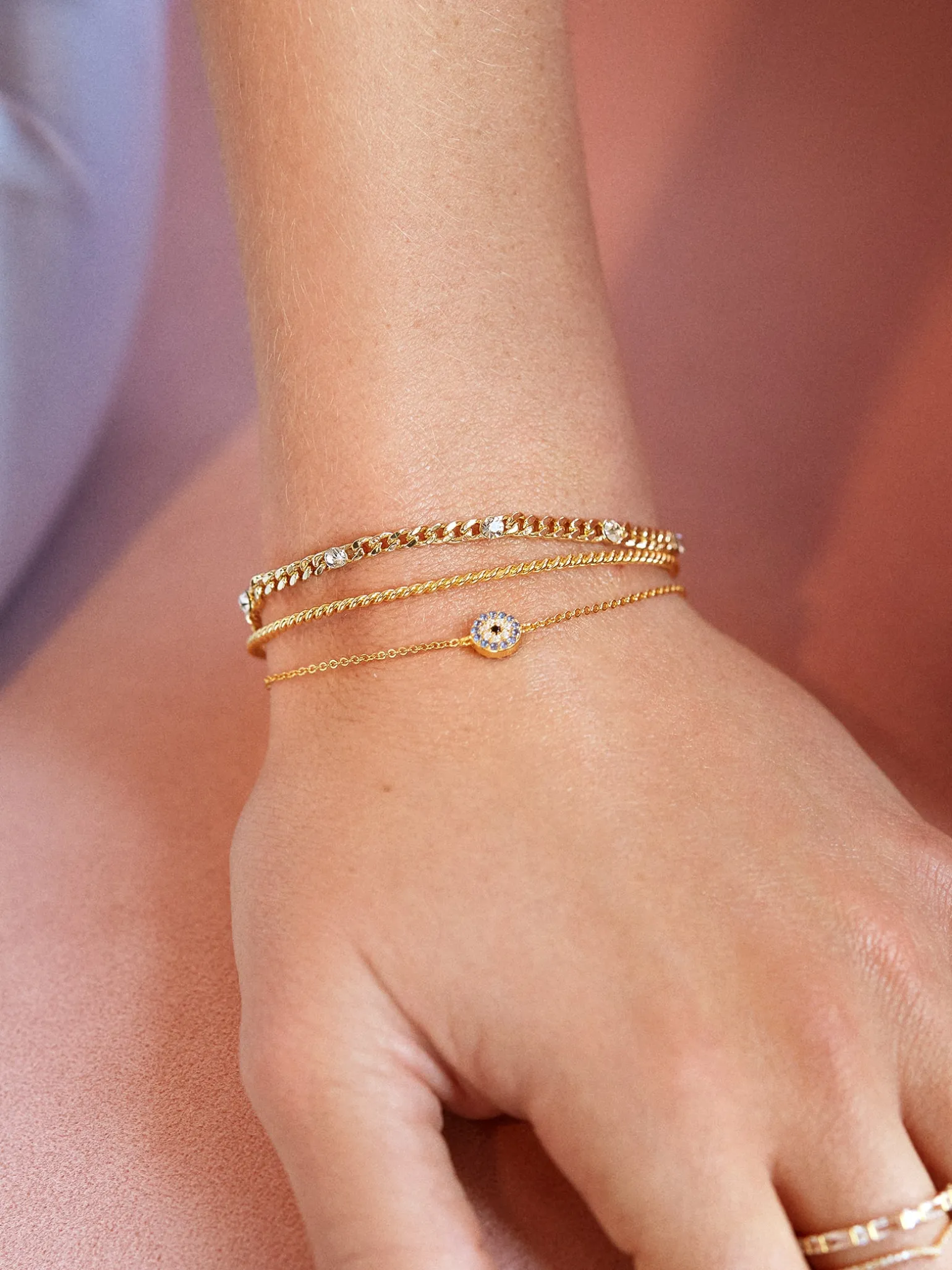 18K Gold Vermeil Evil Eye Bracelet - Pavé Evil Eye