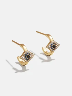 18K Gold Vermeil Evil Eye Delicate Hoop Earrings - Evil Eye