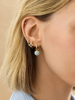 18K Gold Vermeil Evil Eye Delicate Hoop Earrings - Evil Eye