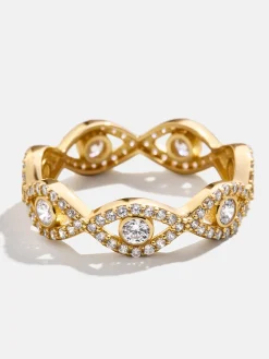 18K Gold Vermeil Evil Eye Pavé Ring - Evil Eye