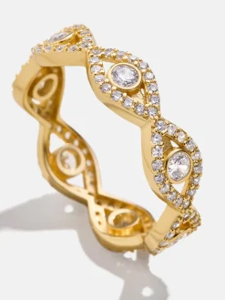 18K Gold Vermeil Evil Eye Pavé Ring - Evil Eye