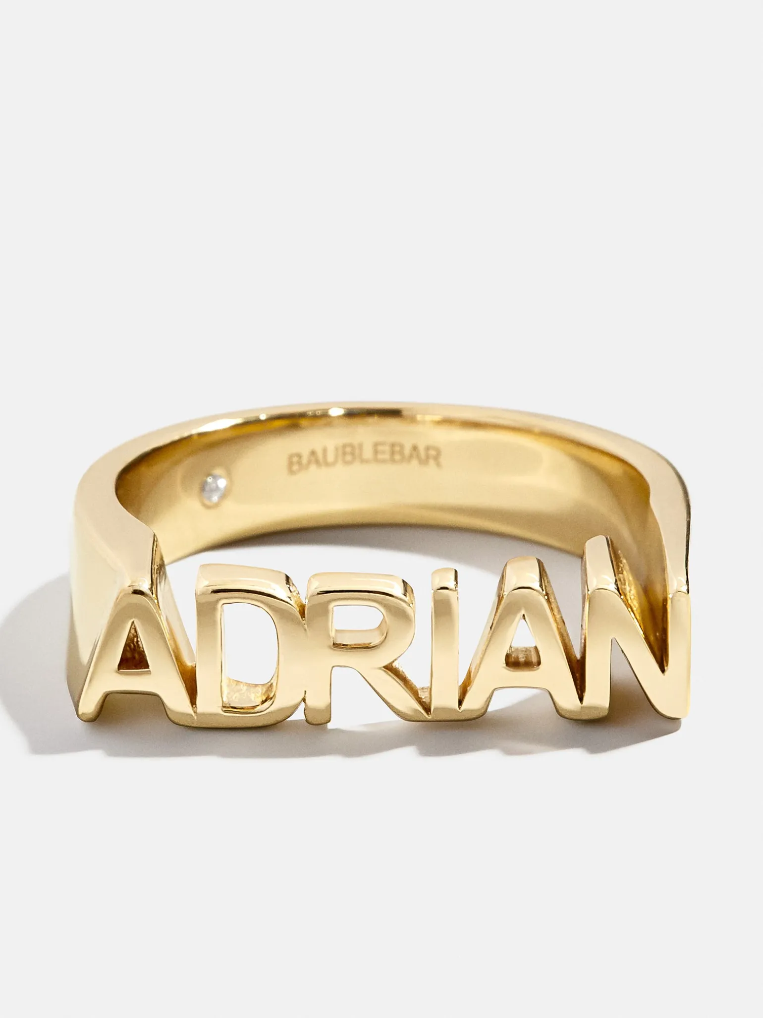 18K Gold Vermeil Fineline Custom Nameplate Ring - Gold