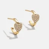 18K Gold Vermeil Heart Delicate Hoop Earrings - Puffy Pavé Heart