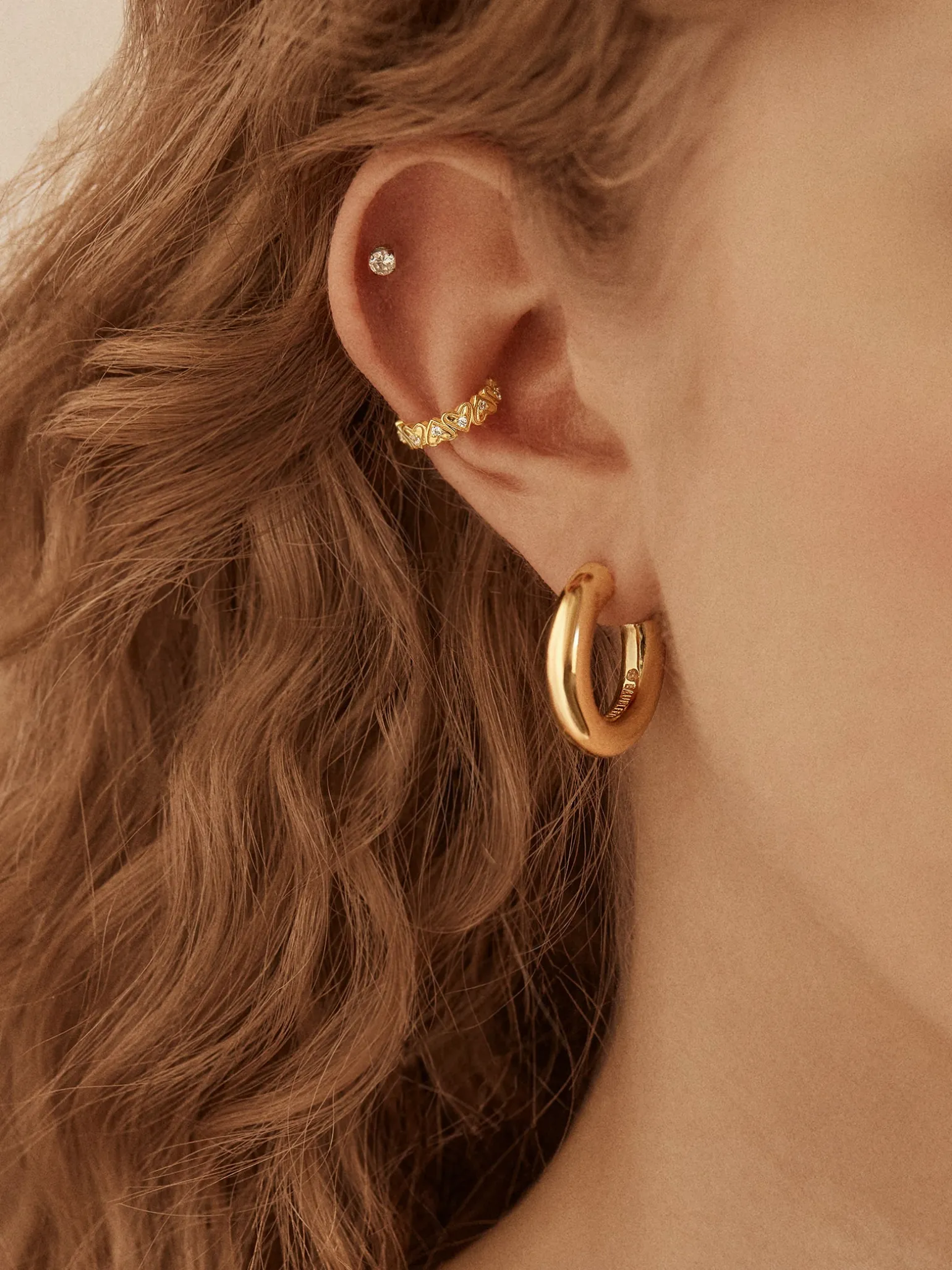 18K Gold Vermeil Heart Ear Cuff - Heart