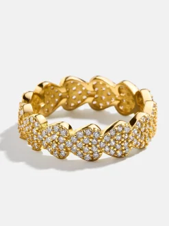 18K Gold Vermeil Heart Pavé Ring - Heart