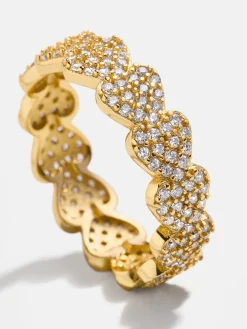 18K Gold Vermeil Heart Pavé Ring - Heart