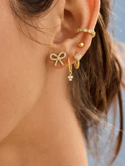 18K Gold Vermeil Just For Fun Earrings - Pavé Bow
