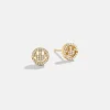 18K Gold Vermeil Just For Fun Earrings - Pavé Smiley Face