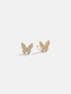 18K Gold Vermeil Just For Fun Earrings - Pavé Butterfly