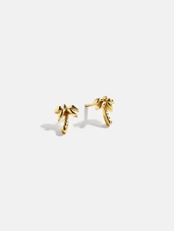 18K Gold Vermeil Just For Fun Earrings - Palm Tree