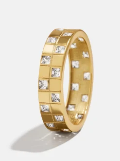 18K Gold Vermeil Lucia Ring - Gold/Pavé