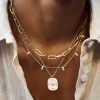 18K Gold Vermeil Medallion Necklace - Evil Eye