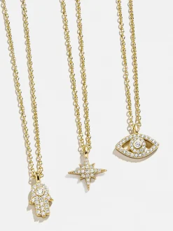 18K Gold Vermeil Motif Necklace - Evil Eye