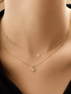18K Gold Vermeil Motif Necklace - North Star