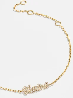 18K Gold Vermeil Pavé Custom Nameplate Bracelet - 18K Gold Vermeil. Pavé Cubic Zirconia Stones