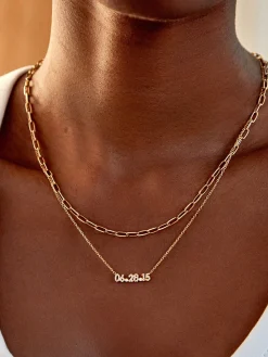 18K Gold Vermeil Pavé Custom Number Necklace - 18K Gold Vermeil. Pavé Cubic Zirconia Stones