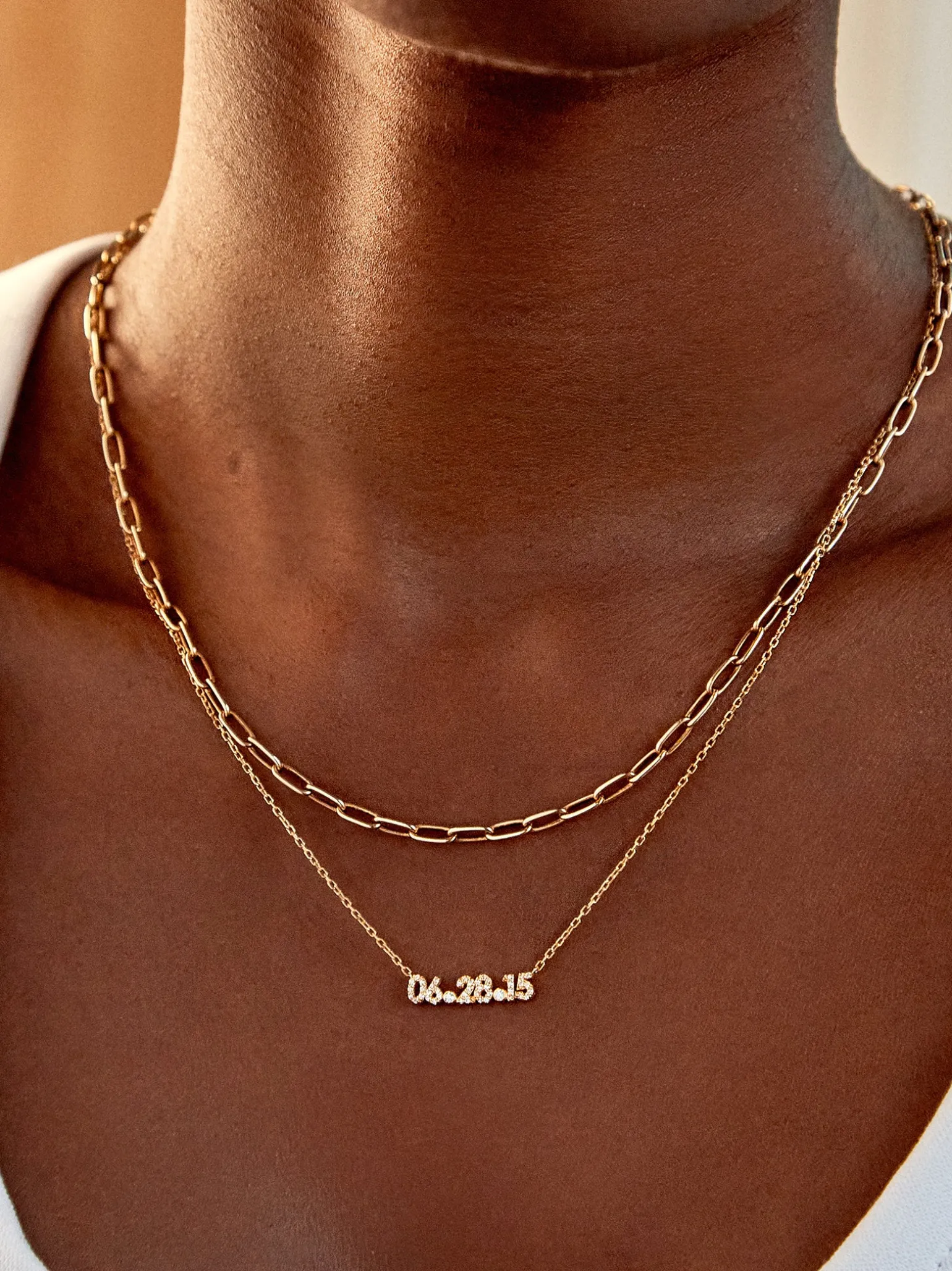 18K Gold Vermeil Pavé Custom Number Necklace - 18K Gold Vermeil. Pavé Cubic Zirconia Stones