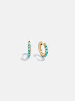 18K Gold Vermeil Semi-Precious Huggie Earrings - Turquoise