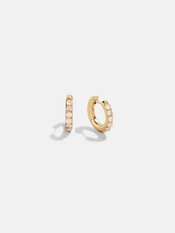 18K Gold Vermeil Semi-Precious Huggie Earrings - Rose Quartz