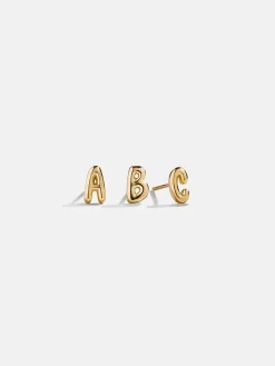 18K Gold Vermeil Single Bubble Initial Earring - Bubble Initial