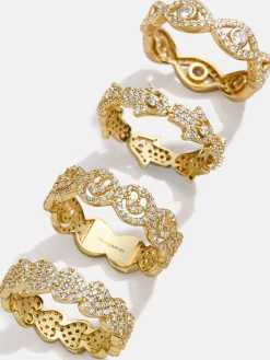 18K Gold Vermeil Smiley Pavé Ring - Smiley Face