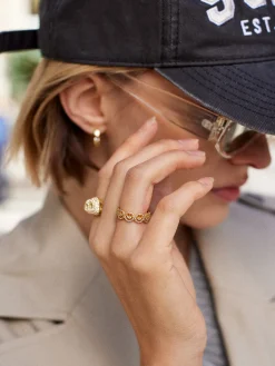18K Gold Vermeil Smiley Pavé Ring - Smiley Face