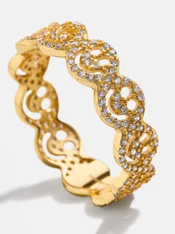 18K Gold Vermeil Smiley Pavé Ring - Smiley Face