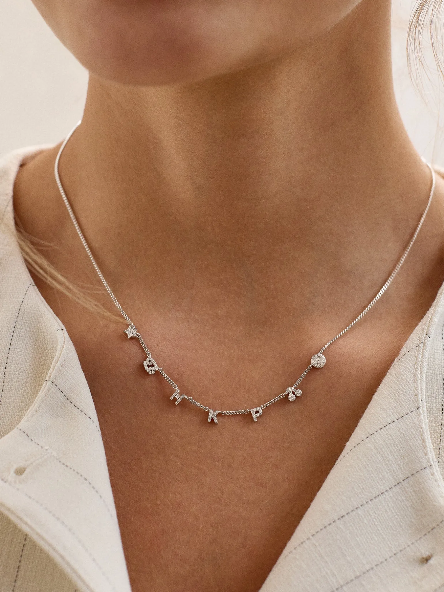 18K Gold Vermeil Spaced Number Custom Necklace - Small