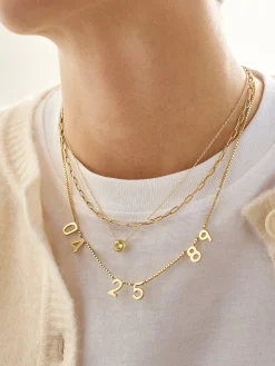 18K Gold Vermeil Spaced Number Custom Necklace - Large