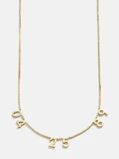 18K Gold Vermeil Spaced Number Custom Necklace - Large