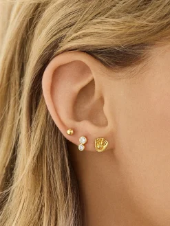 18K Gold Vermeil Sports Delicate Stud - Baseball