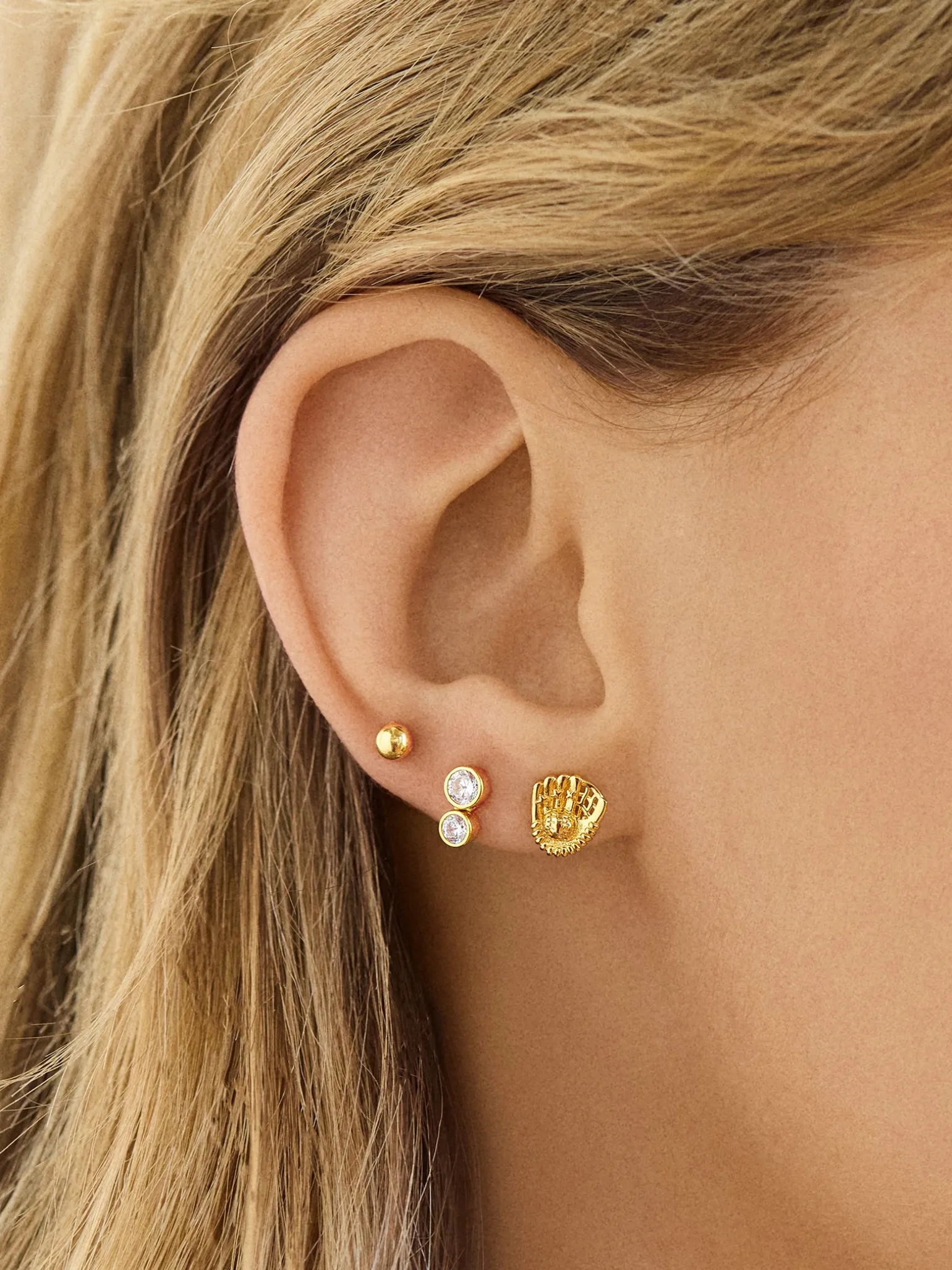 18K Gold Vermeil Sports Delicate Stud - Baseball