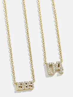 18K Gold Vermeil Varsity Font Custom Number Necklace - Varsity Font Numbers