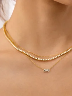 18K Gold Vermeil Varsity Font Custom Number Necklace - Varsity Font Numbers