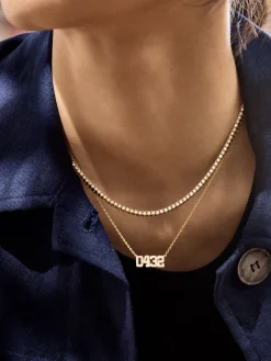 18K Gold Vermeil Varsity Font Custom Number Necklace - Varsity Font Numbers
