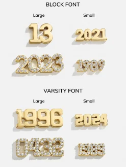 18K Gold Vermeil Varsity Font Custom Number Necklace - Varsity Font Numbers