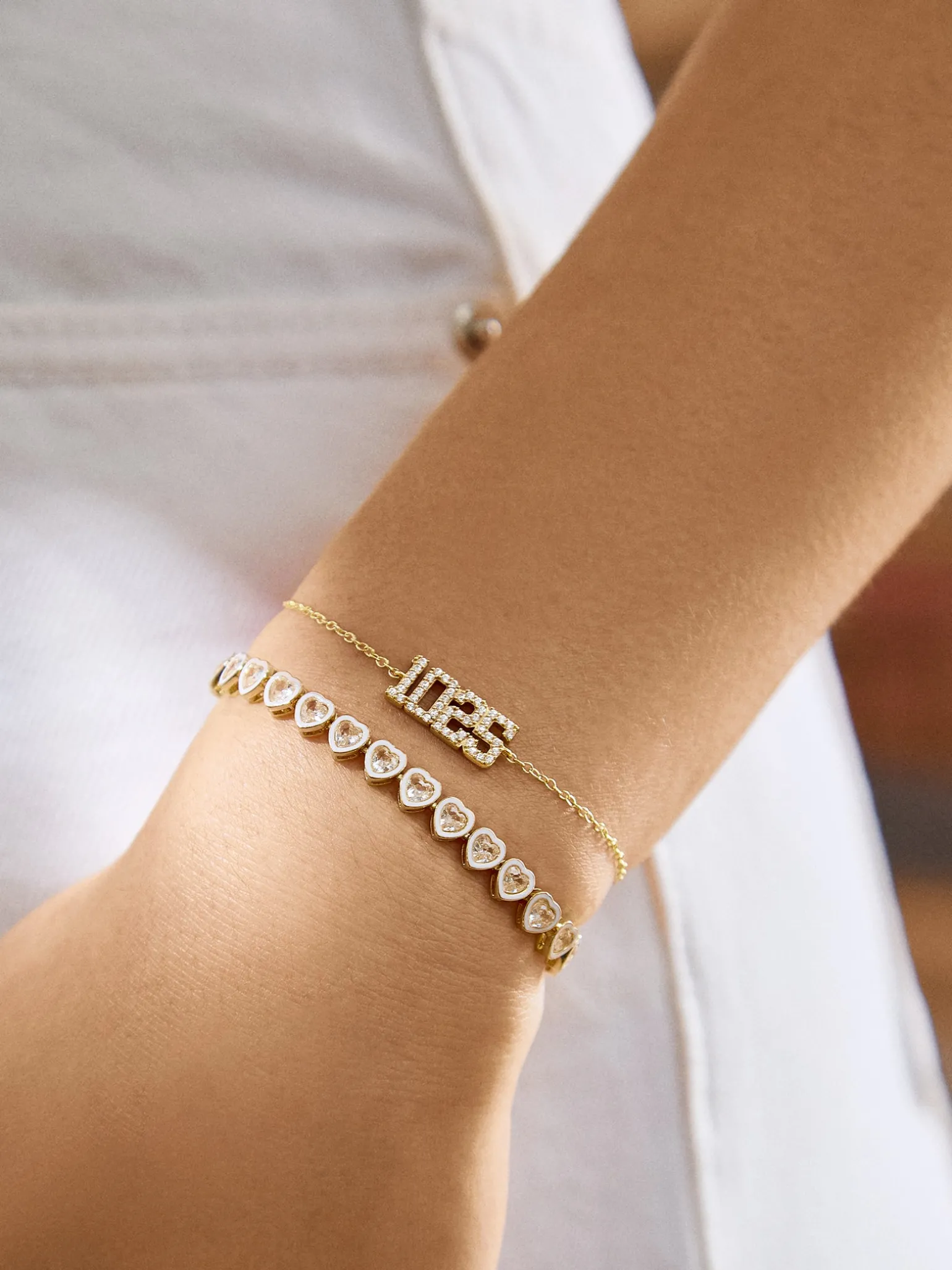 18K Gold Vermeil Varsity Font Custom Number Bracelet - Varsity Font Numbers