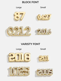 18K Gold Vermeil Varsity Font Custom Number Bracelet - Varsity Font Numbers