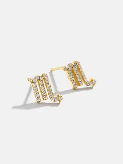 18K Gold Vermeil Zodiac Earrings - 18K Gold Vermeil. Pavé Cubic Zirconia Stones
