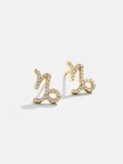 18K Gold Vermeil Zodiac Earrings - 18K Gold Vermeil. Pavé Cubic Zirconia Stones