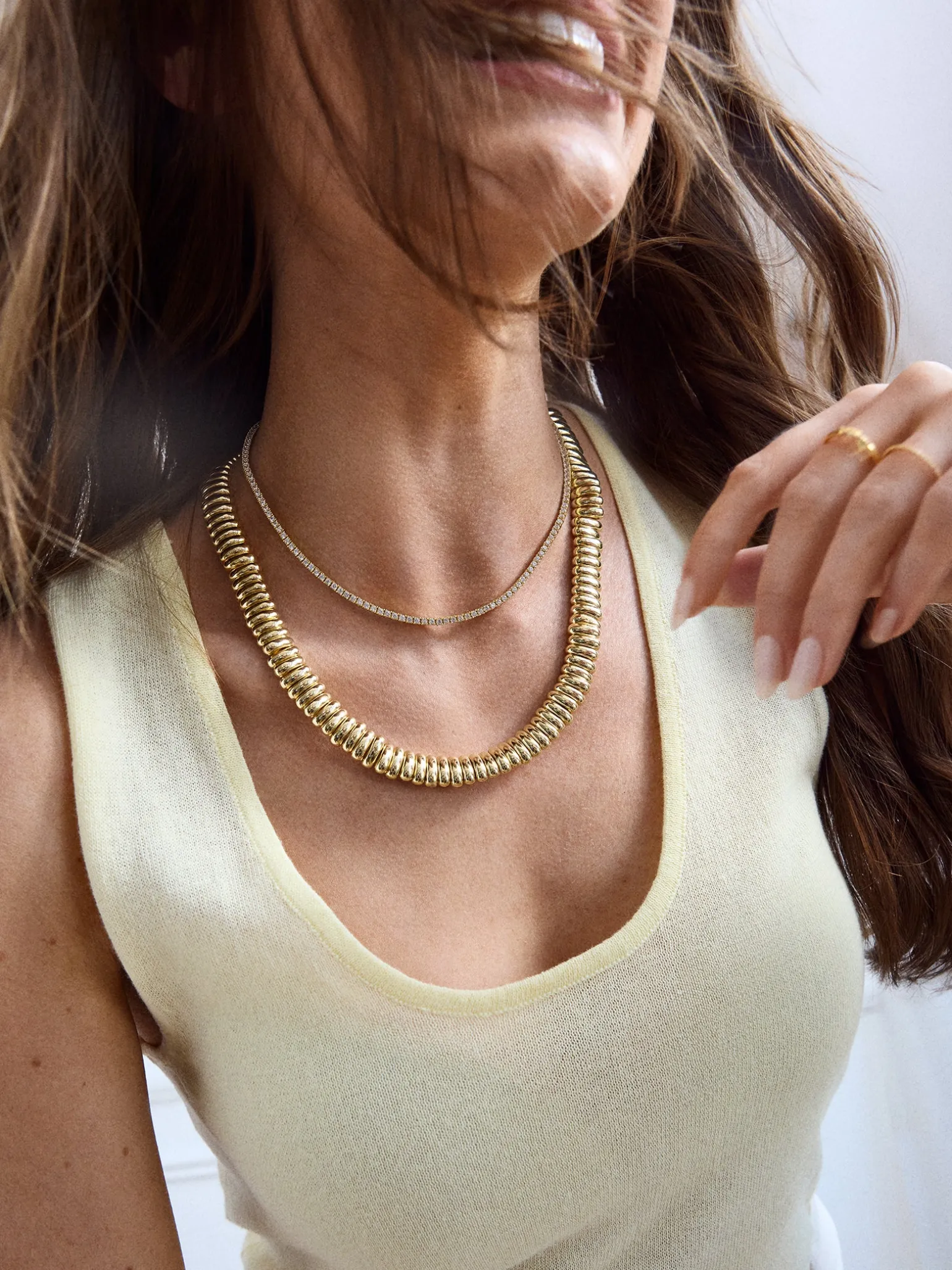 Keira Ribbed Necklace - Gold
